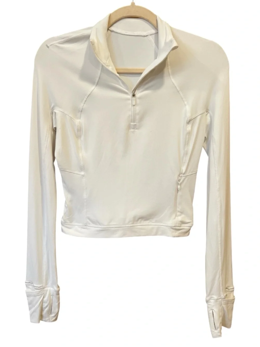 Lululemon Athletica Rulu Crop 1/4 Zip Long Sleeve Top White Size 4 Spring Active - Picture 1 of 4